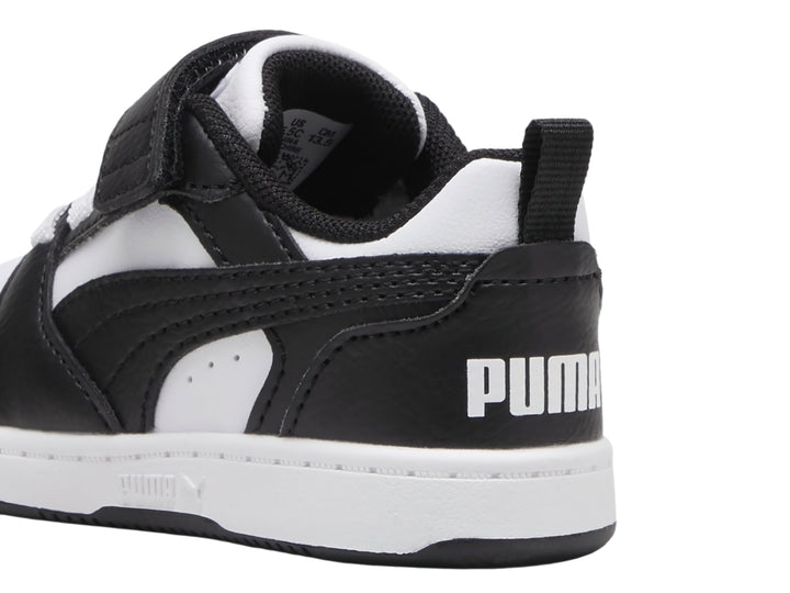 Tenis PUMA Rebound V6 Lo Blanco y Negro para Niño