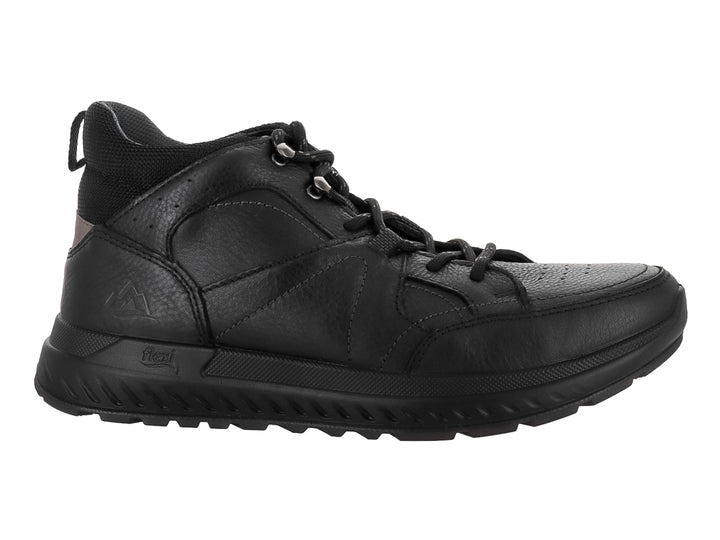 Zapato deportivo Flexi de cuero negro con agujetas y suela flexible