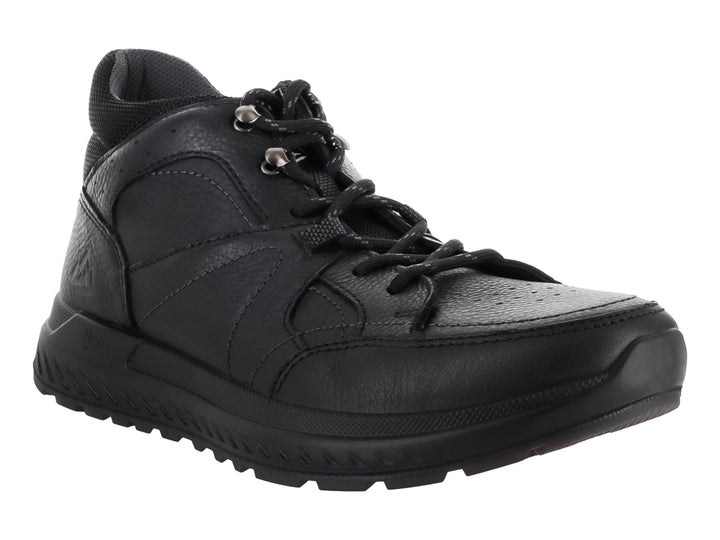 Zapato deportivo Flexi de cuero negro con agujetas y suela flexible