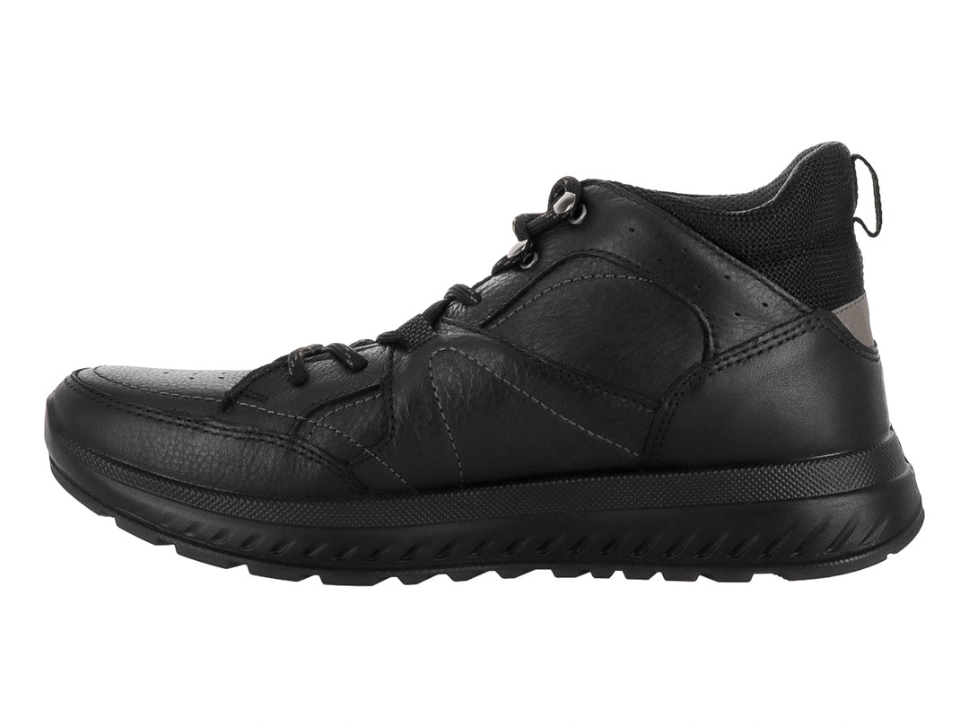 Zapato deportivo Flexi de cuero negro con agujetas y suela flexible