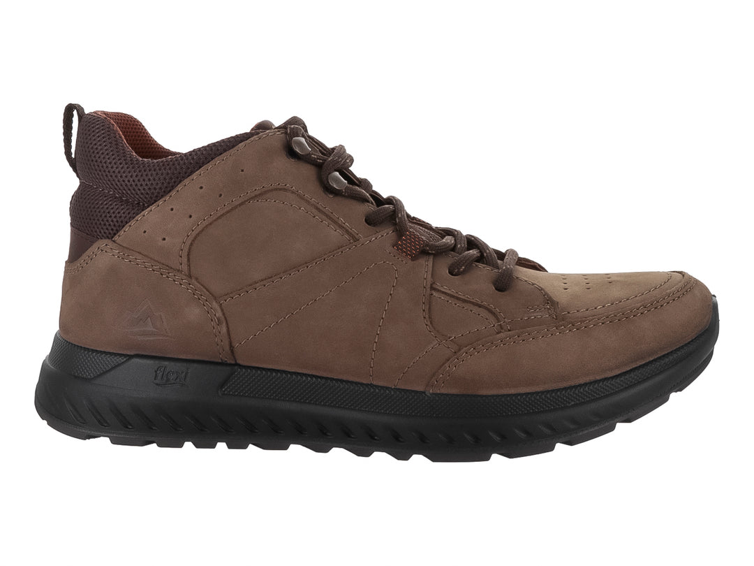 Zapato casual Flexi de cuero color arena con suela negra y cordones.