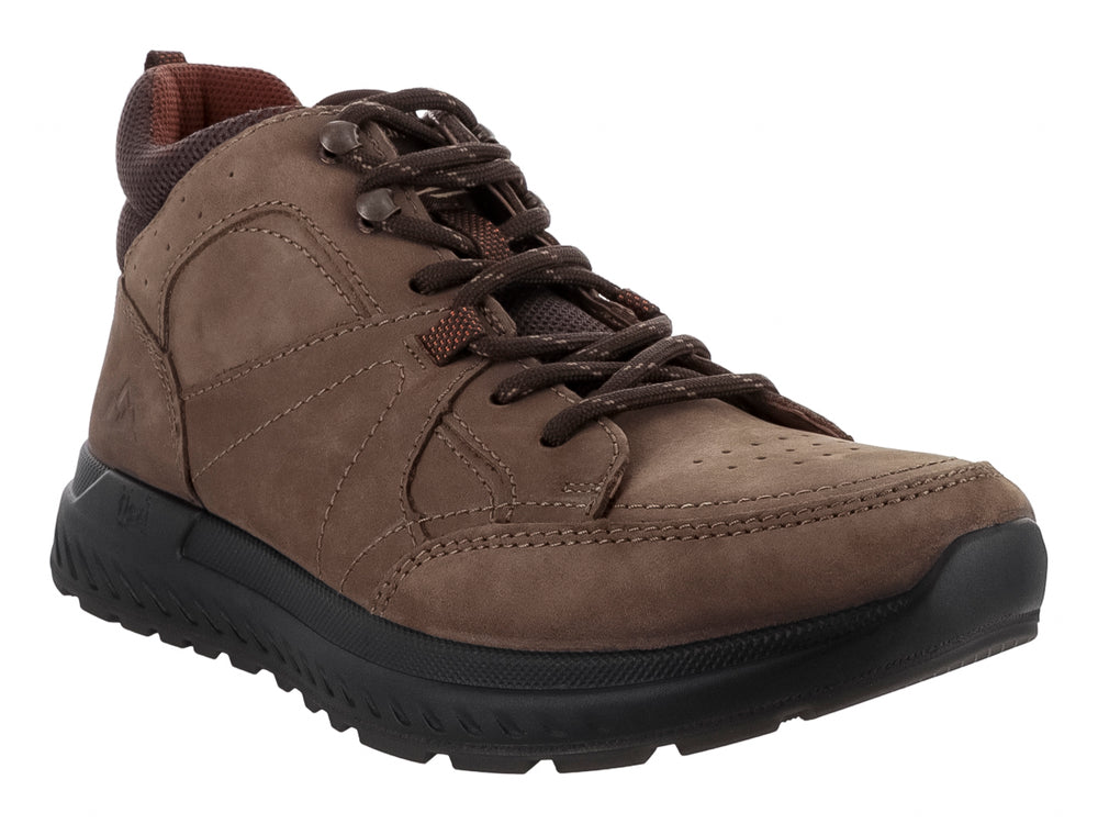 Zapato casual Flexi de cuero color arena con suela negra y cordones.