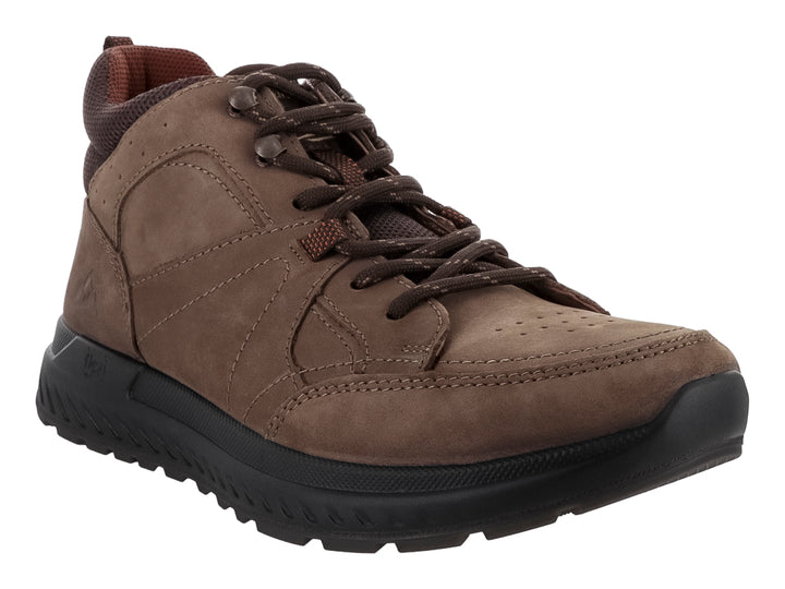 Zapato casual Flexi de cuero color arena con suela negra y cordones.