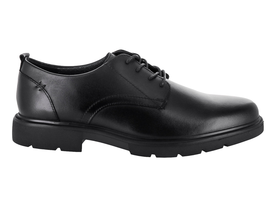 Zapato casual para Hombre de cuero negro con agujetas y suela gruesa.