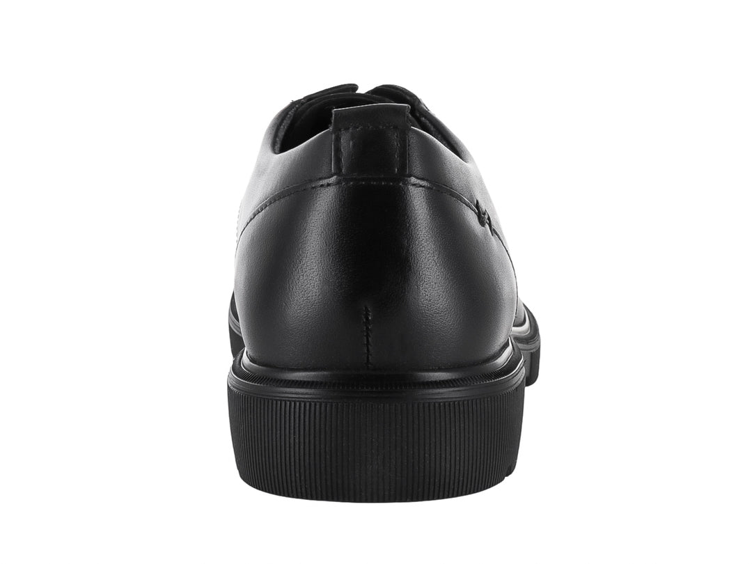 Zapato casual para Hombre de cuero negro con agujetas y suela gruesa.