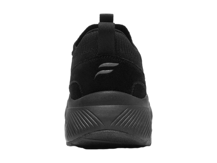Tenis deportivos Flexi color negro con tejido textil y suela gruesa.