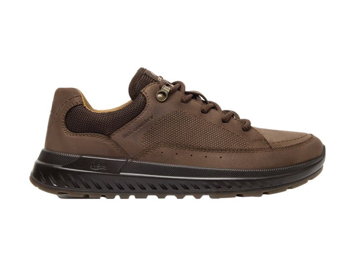 Zapato casual Flexi color chocolate de cuero vacuno con agujetas y suela robusta.