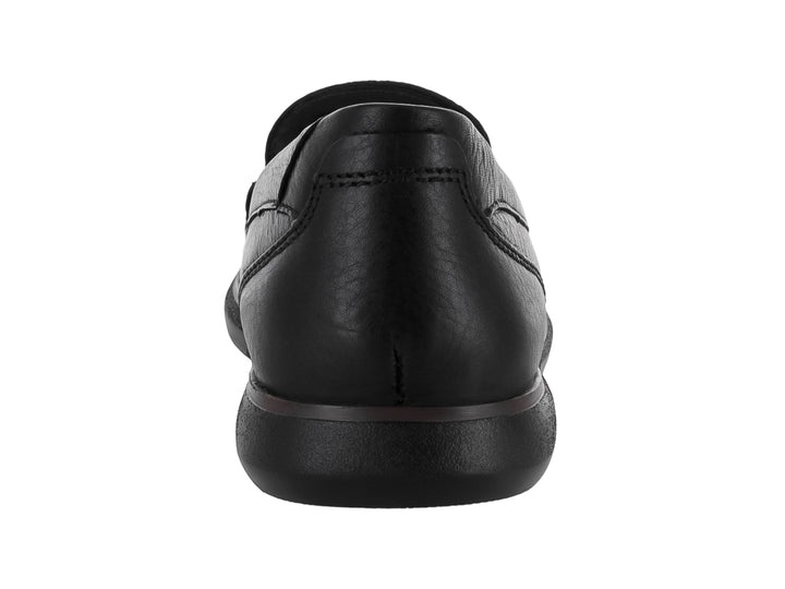 Zapato mocasín Flexi de cuero negro para hombre, estilo casual.