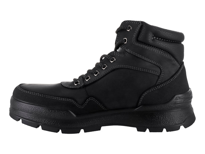 Botín Flexi de cuero color negro con agujetas y suela resistente para hombre.