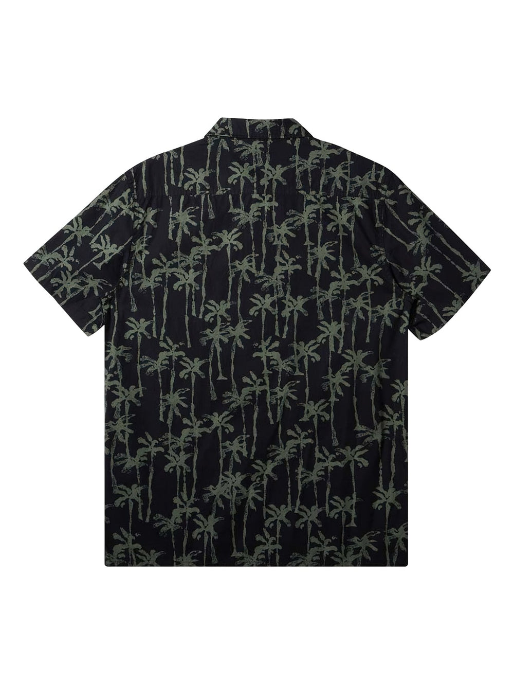Camisa Quiksilver de manga corta en color negro con estampado de palmeras en tono verde laurel wreath.