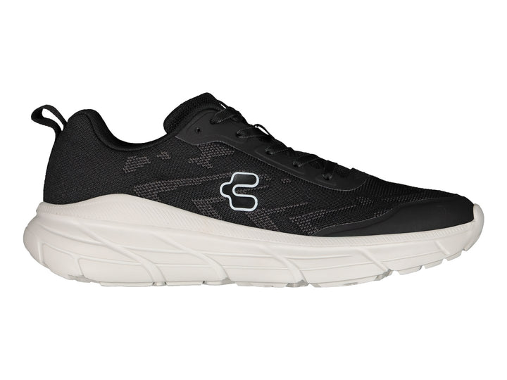 Tenis deportivos Charly color negro con suela blanca.