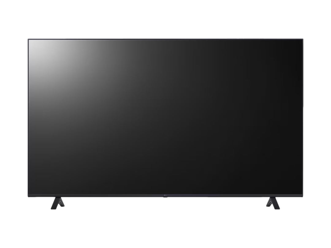 Televisor LG 4K Smart TV de 65 pulgadas en color negro con pantalla encendida mostrando una imagen colorida.