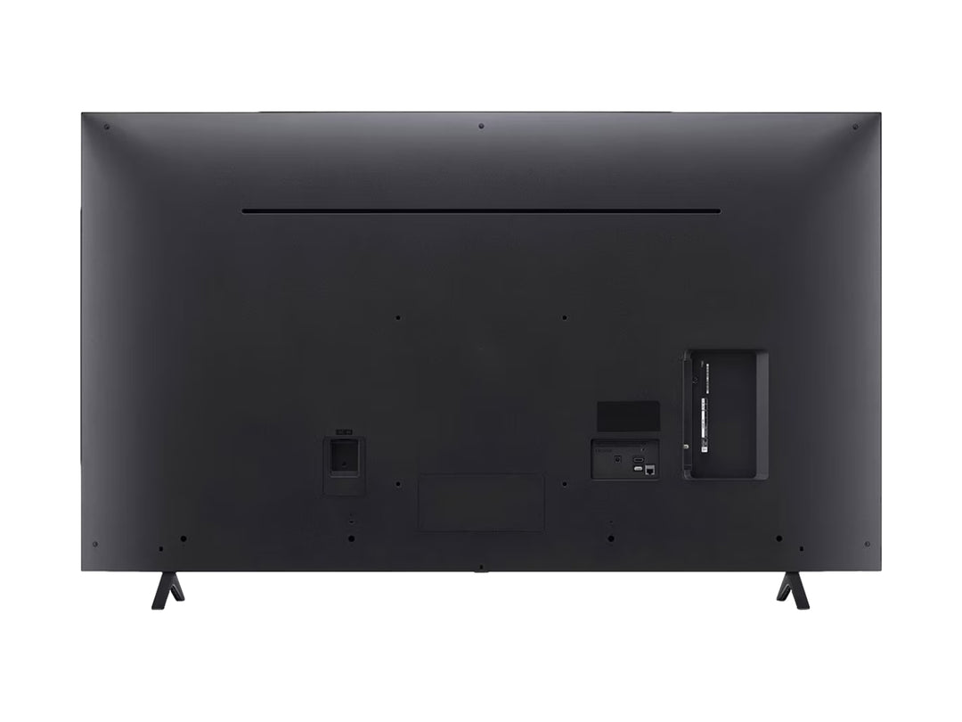 Televisor LG 4K Smart TV de 65 pulgadas en color negro con pantalla encendida mostrando una imagen colorida.