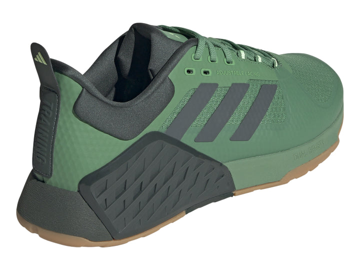 Tenis Adidas Dropset 2 Trainer en color verde oliva con detalles en gris y suela café.