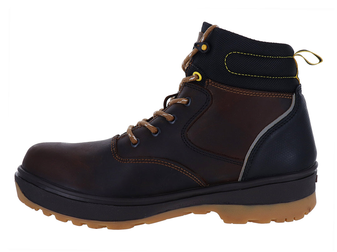 Botas Jeep color bronce con detalles en negro y amarillo, diseño casual de caña media con agujetas.