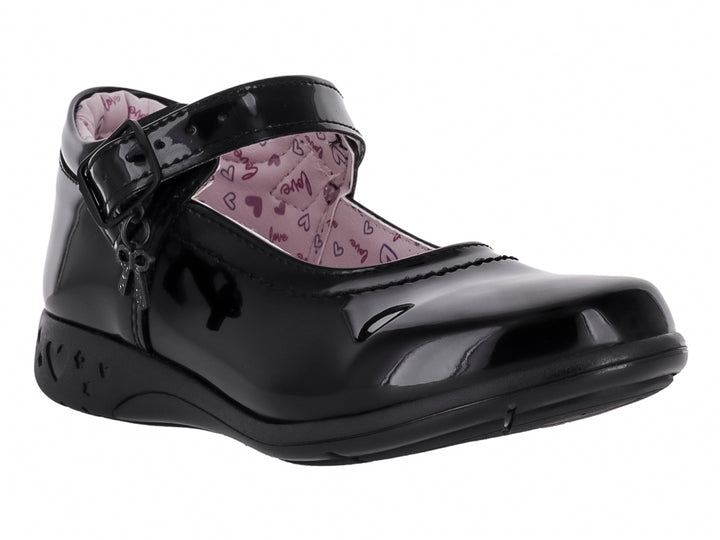 Zapato infantil de charol negro con correa y hebilla, estilo Mary Jane