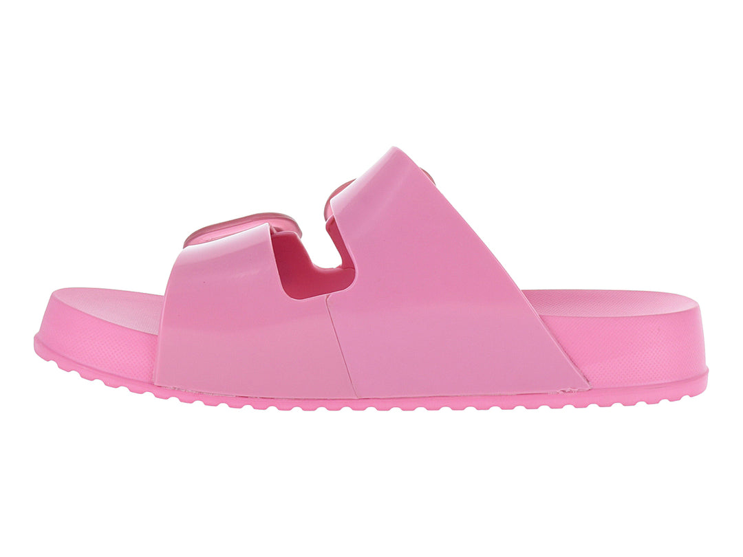 Sandalia Melissa Cozy Slide en color rosa con dos correas ajustables mediante hebillas y suela texturizada.