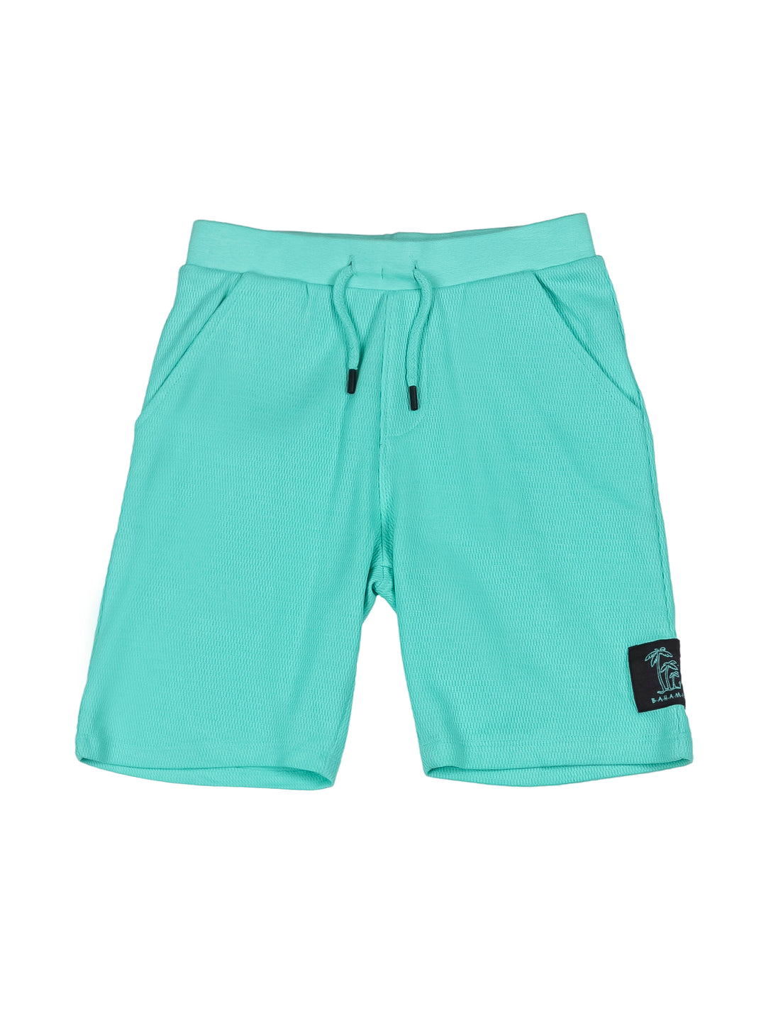 Short verde para niño de marca LOSAN con cintura elástica y cordón ajustable.