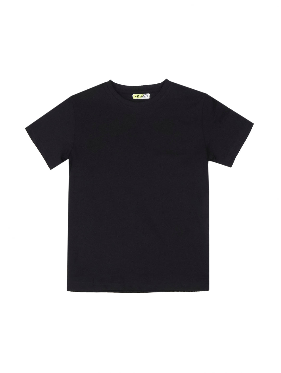 Playera negra de manga corta y cuello redondo para niño de la marca Losan.