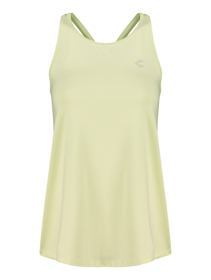 Tank top deportivo de color verde claro marca Charly, sin mangas.