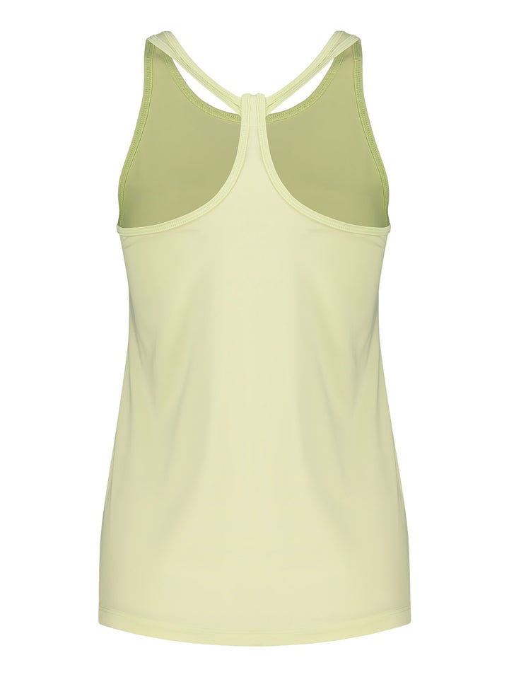 Tank top deportivo de color verde claro marca Charly, sin mangas.