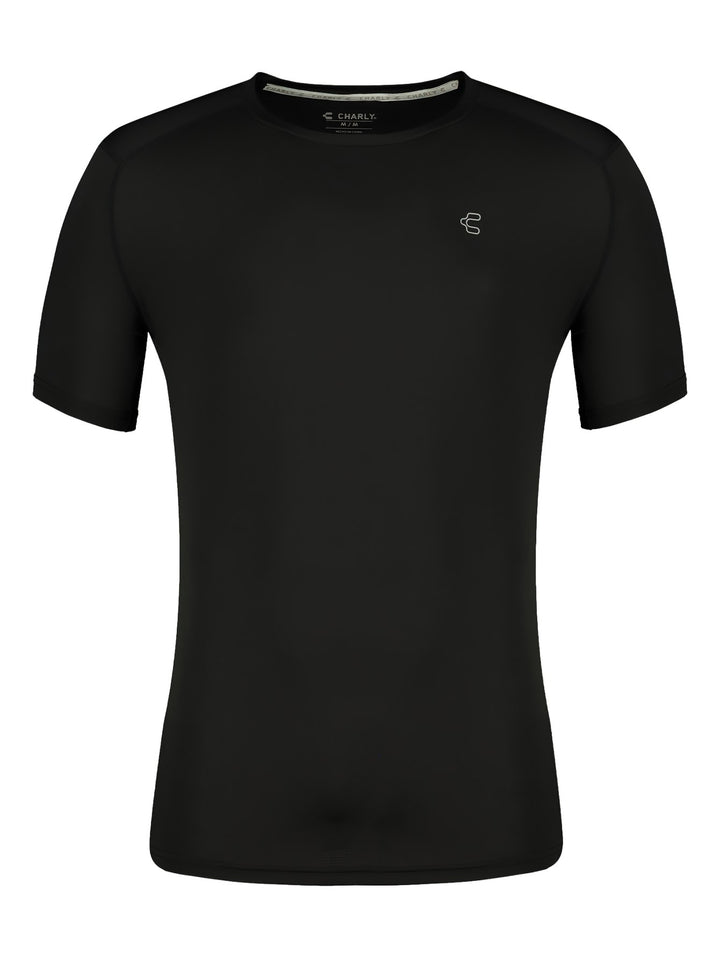 Playera Deportiva Charly Manga Corta Negro para Hombre