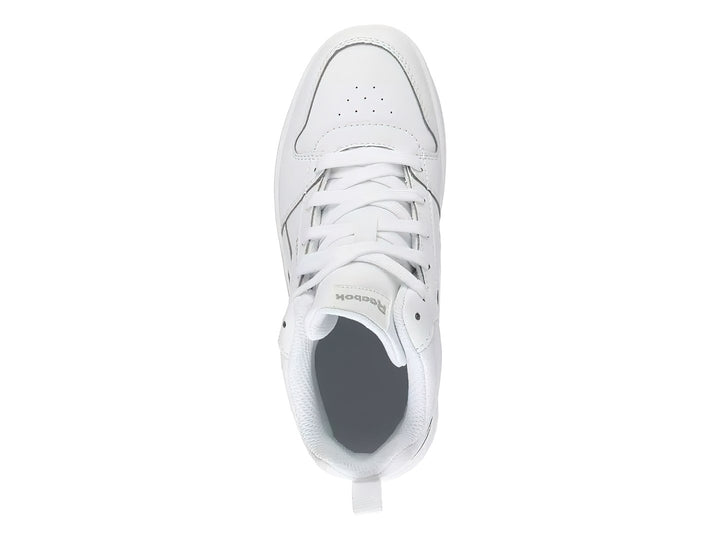 Tenis Reebok Royal Prime Mid 2.0 en color blanco total, vista lateral de corte medio.