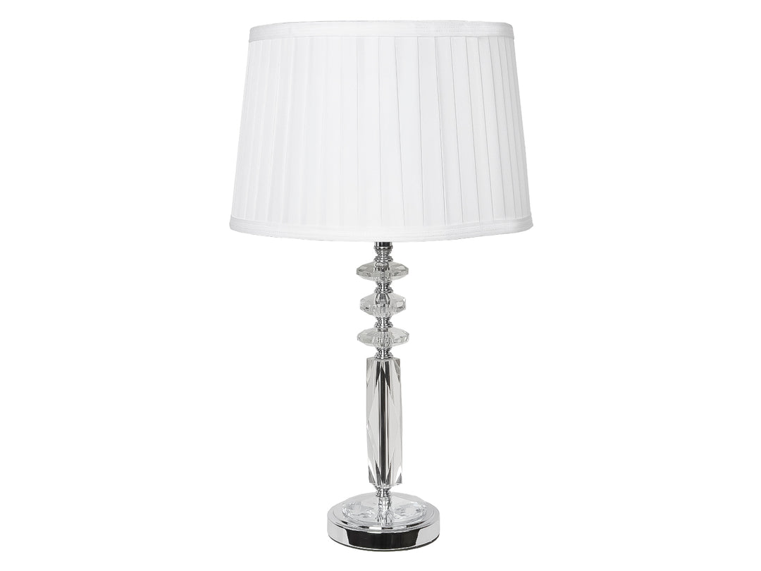 Lámpara de Mesa Kelder Blanco con Pantalla Textil y Base de Vidrio