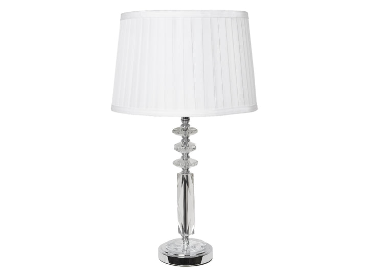 Lámpara de Mesa Kelder Blanco con Pantalla Textil y Base de Vidrio