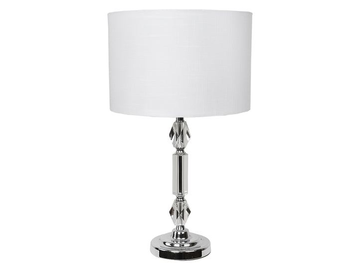 Lámpara de Mesa Kelder Blanco Pantalla Textil y Base Vidrio