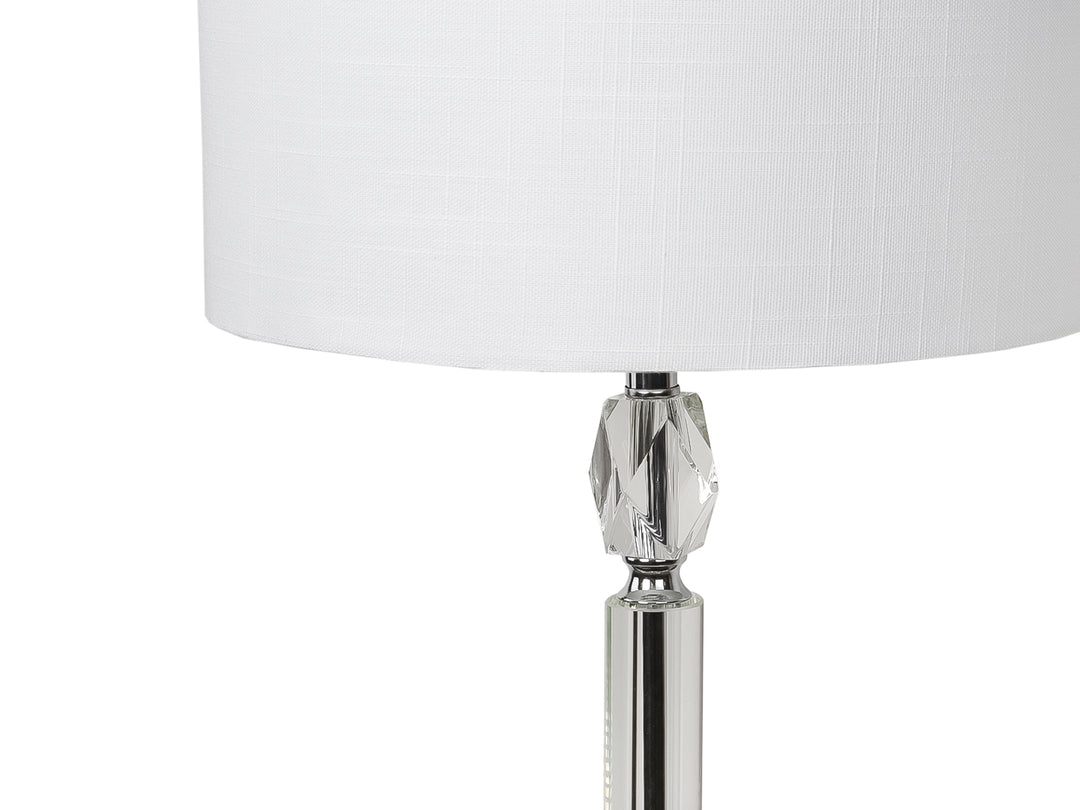 Lámpara de Mesa Kelder Blanco Pantalla Textil y Base Vidrio