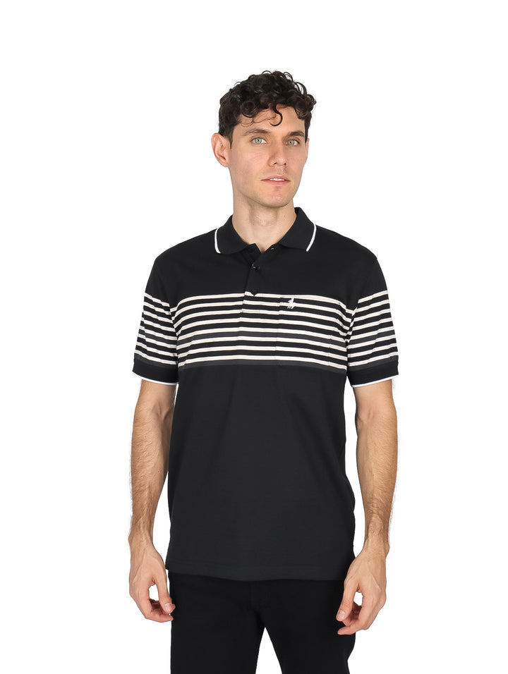 Playera Polo Palm Beach Rayas Negro para Hombre