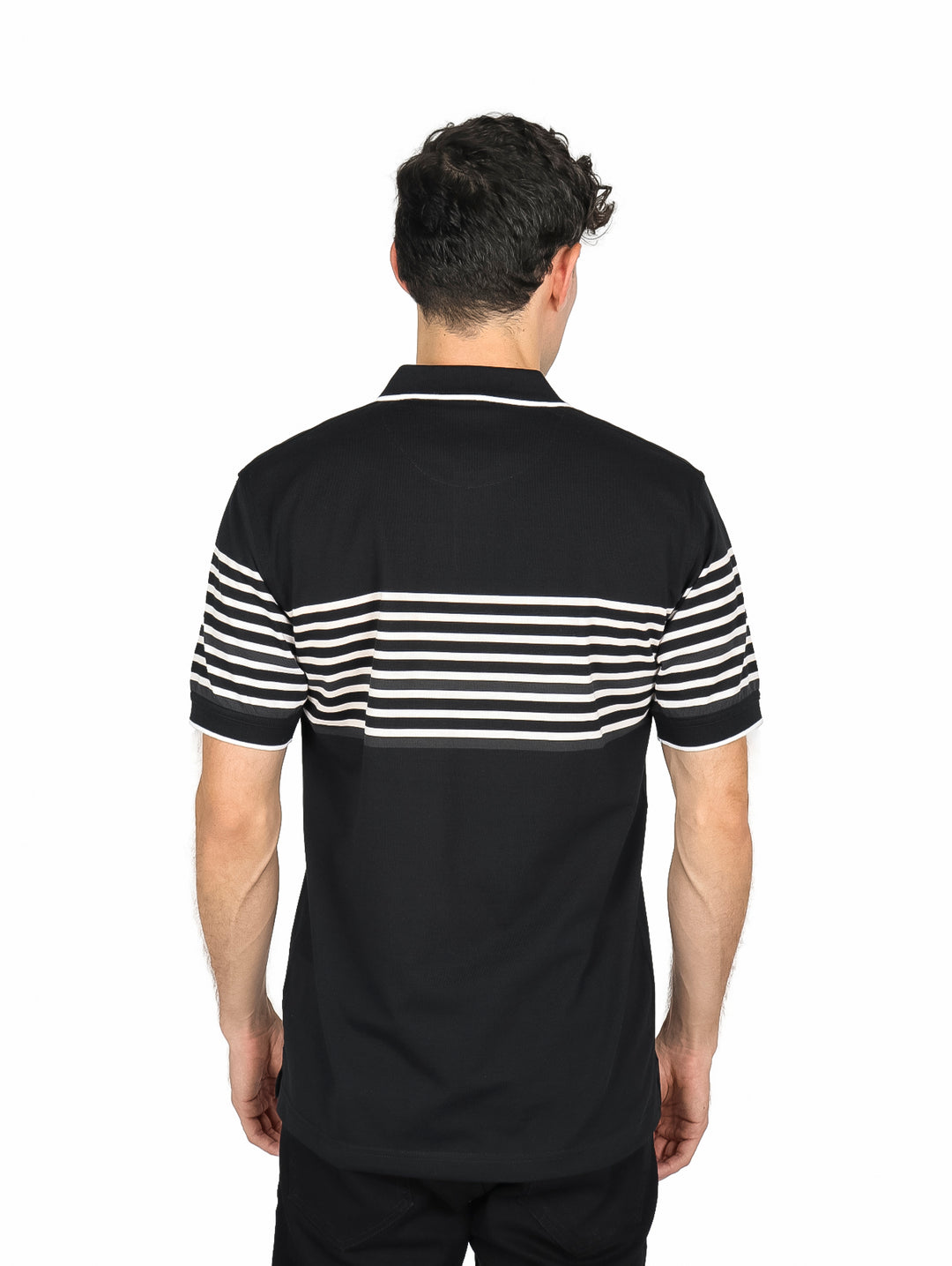 Playera Polo Palm Beach Rayas Negro para Hombre