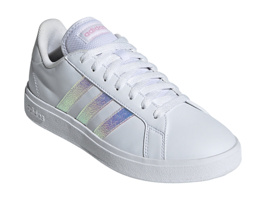 Tenis Adidas Grand Court Base 2.0 Blanco y Rosa para Mujer