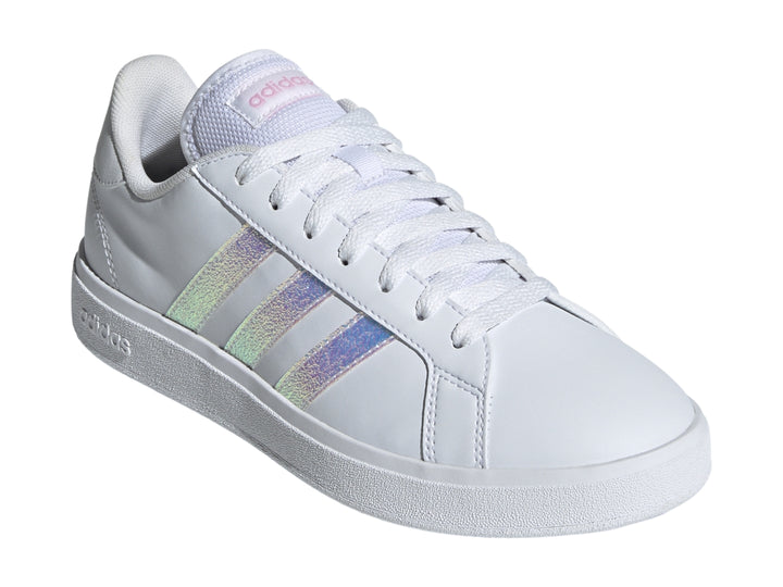 Tenis Adidas Grand Court Base 2.0 Blanco y Rosa para Mujer