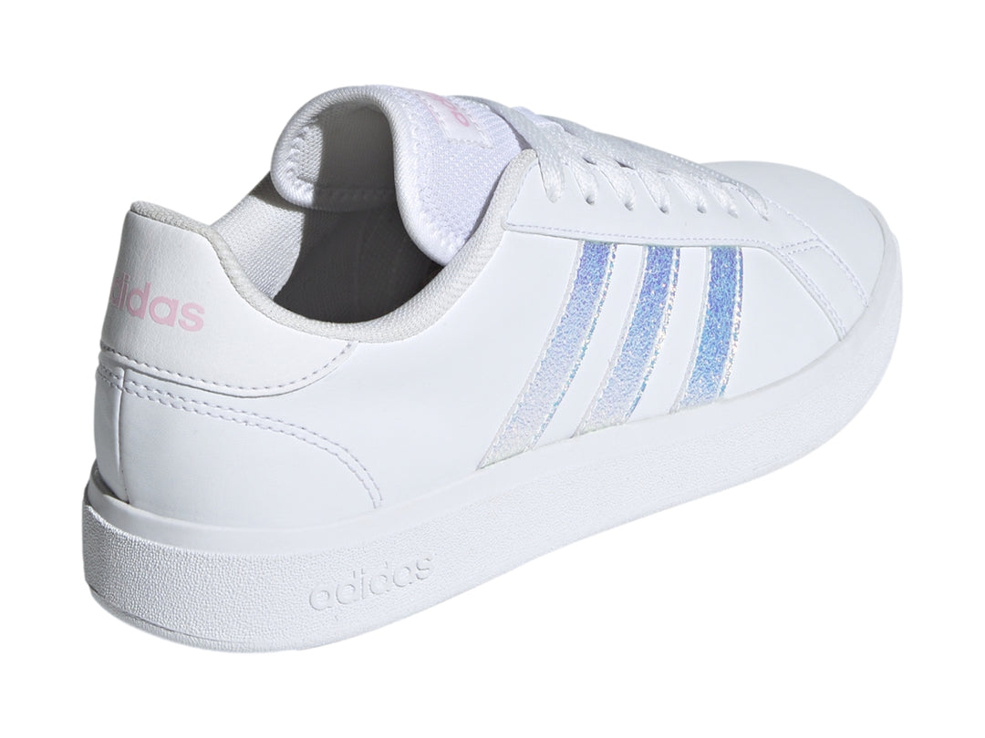 Tenis Adidas Grand Court Base 2.0 Blanco y Rosa para Mujer