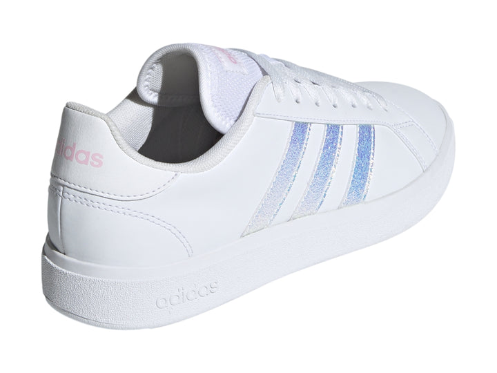 Tenis Adidas Grand Court Base 2.0 Blanco y Rosa para Mujer