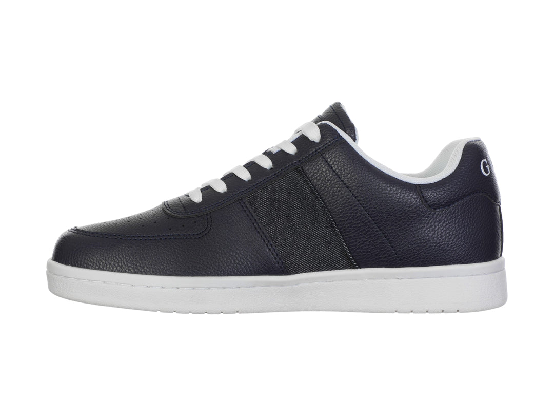 Tenis deportivos Guess en color azul con suela y detalles laterales en blanco.