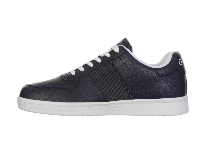 Tenis deportivos Guess en color azul con suela y detalles laterales en blanco.