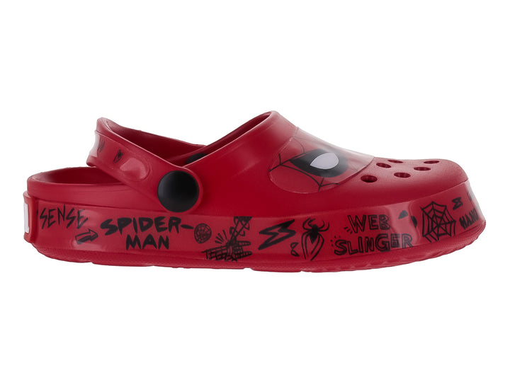 Zueco rojo para Niño con temática de Spider-Man y correa ajustable.
