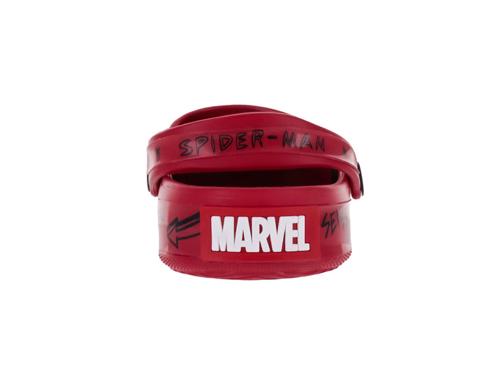 Zueco rojo para Niño con temática de Spider-Man y correa ajustable.