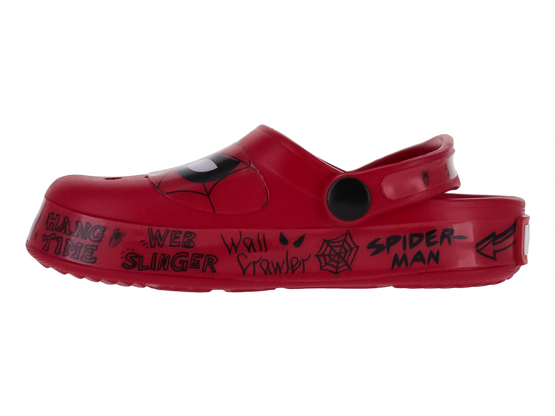 Zueco rojo para Niño con temática de Spider-Man y correa ajustable.