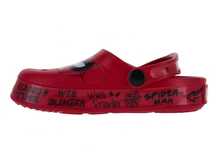 Zueco rojo para Niño con temática de Spider-Man y correa ajustable.
