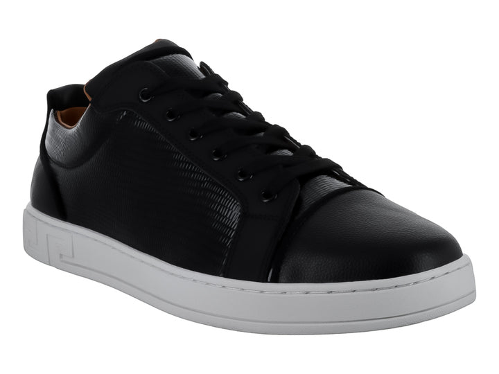 Tenis Platini M24 color negro con suela blanca y detalles interiores en marrón.