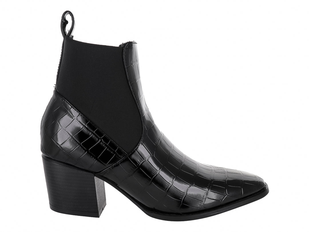Botines Diana Denisse Negro Charol Caimán para Mujer