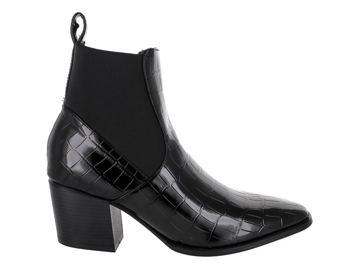 Botines Diana Denisse Negro Charol Caimán para Mujer