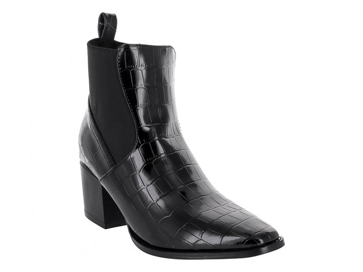 Botines Diana Denisse Negro Charol Caimán para Mujer
