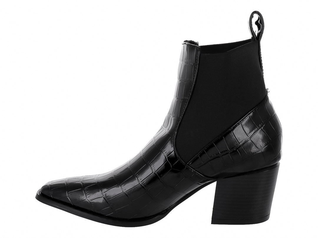 Botines Diana Denisse Negro Charol Caimán para Mujer