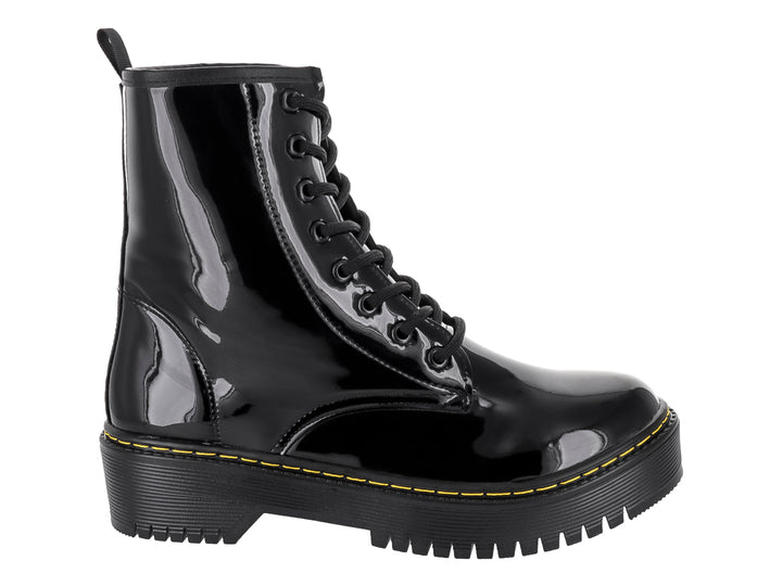 Botas de Combate MELI&amp;ANA Charol Negro para Mujer