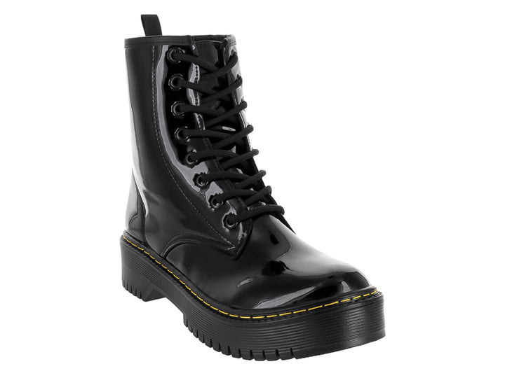 Botas de Combate MELI&amp;ANA Charol Negro para Mujer